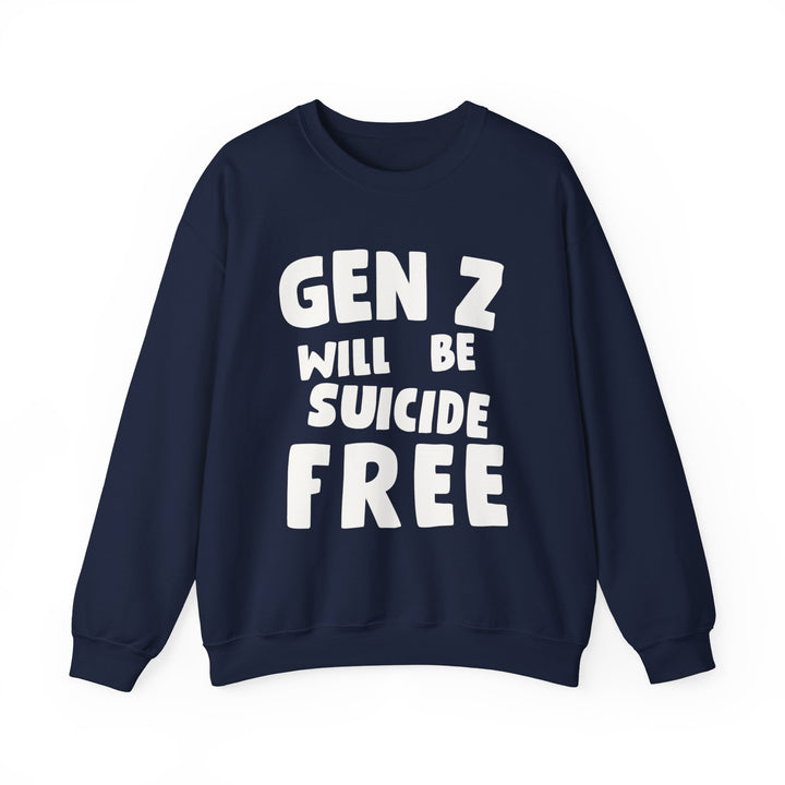 "Gen Z Will Be Suicide Free" Navy Crewneck Sweatshirt
