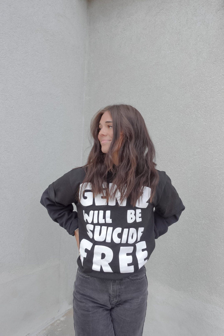 gen z will be suicide free  - black tee (pre-order: ships in 3 weeks)
