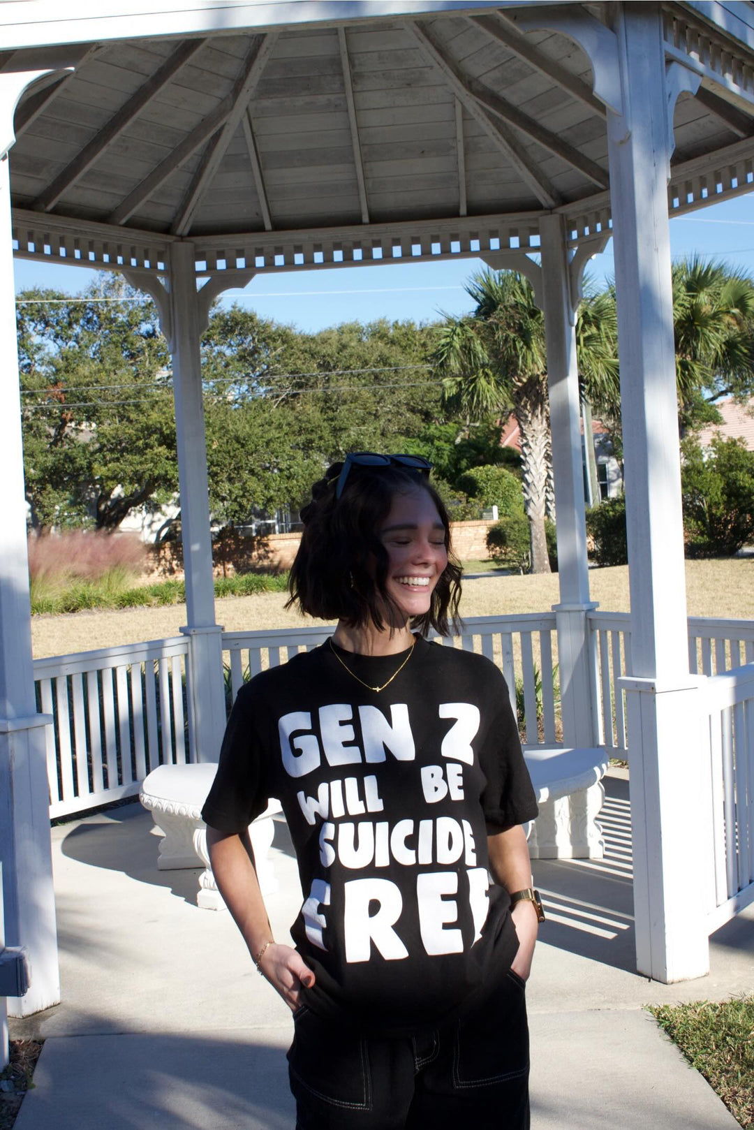 gen z will be suicide free  - black tee (pre-order: ships in 3 weeks)