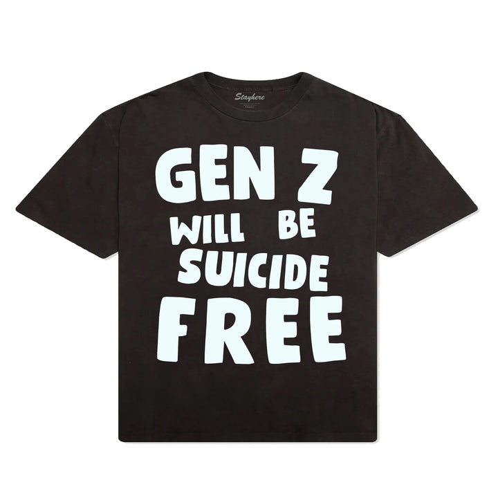 gen z will be suicide free  - black tee (pre-order: ships in 3 weeks)