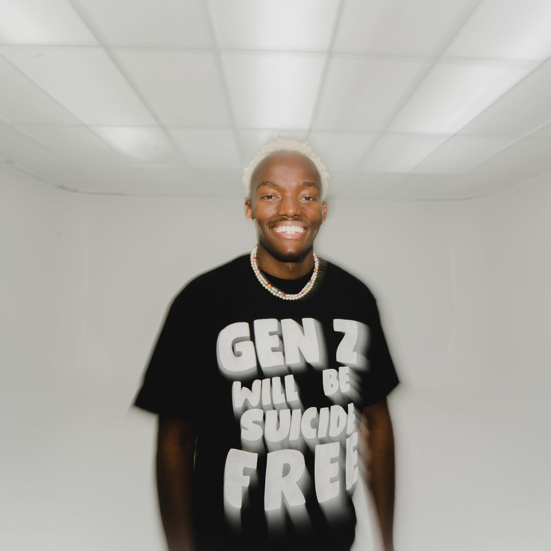 gen z will be suicide free  - black tee (pre-order: ships in 3 weeks)