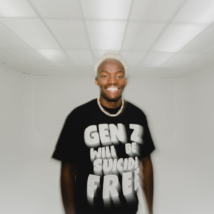 gen z will be suicide free  - black tee (pre-order: ships in 3 weeks)